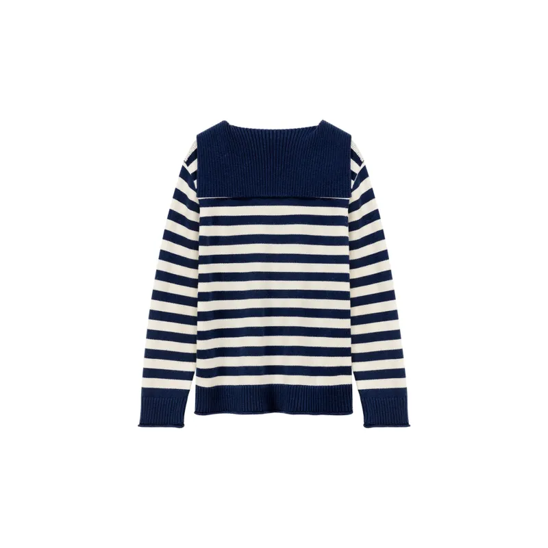 NO ONE ELSE Sweaters Women's Blue White Stripes-1