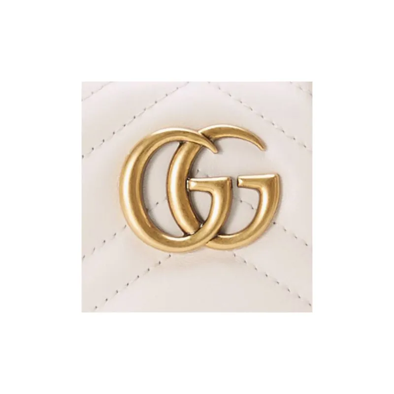 GUCCI GG Marmont Leather Camera Bag Shoulder Bag Crossbody Bag Mini Women's White-5
