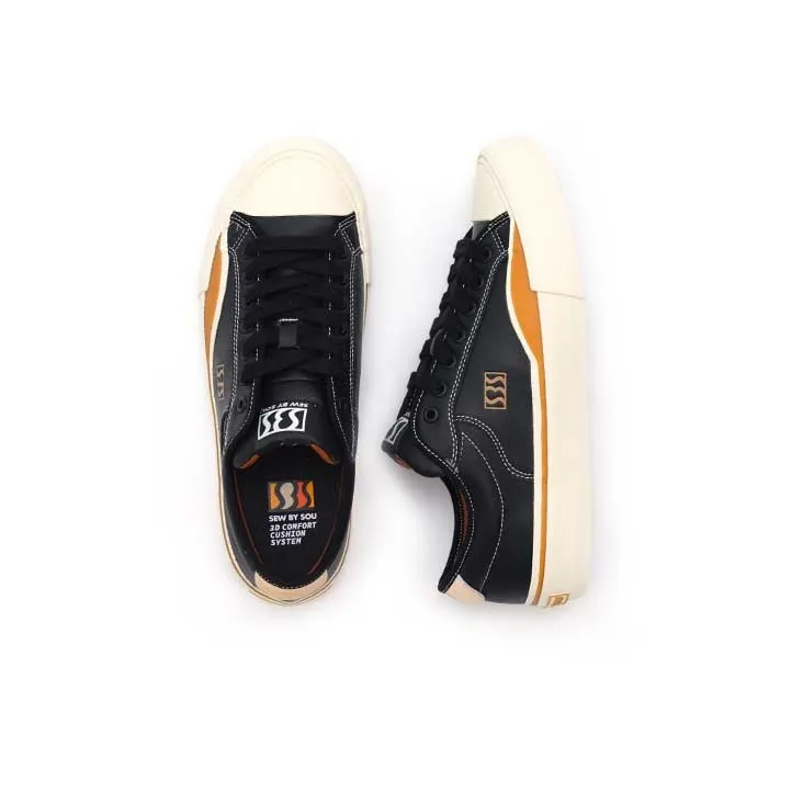 SEW BY SOU Height Increasing Wear Resistant Slip Resistant Low Top Canvas Shoes Unisex Black-4