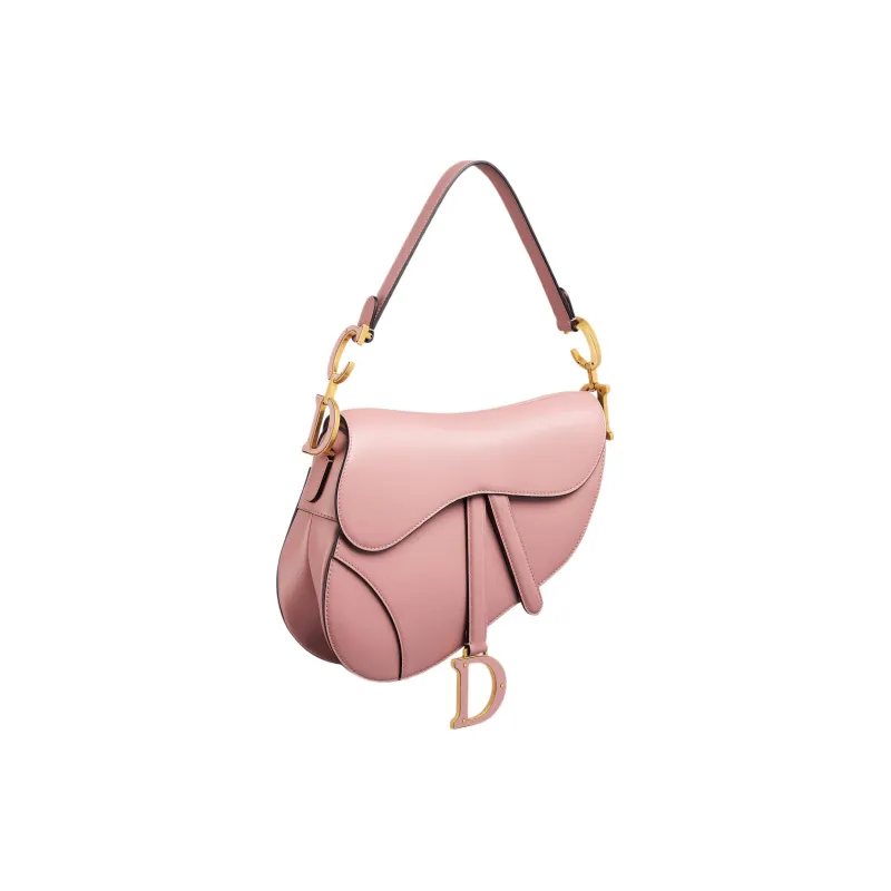 DIOR Smooth Calf Leather Saddle Bag, Shoulder Bag, Crossbody Bag, Handbag Women's Vintage Pink-2