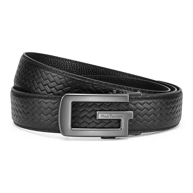 FAIRWHALE Chinese Fashion Trend Artistic Brand Woven Pattern, Automatic Buckle Cow Leather Belts Men's Width 3.5CM-0
