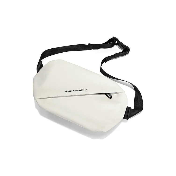 FAIRWHALE PU Shoulder Bag Crossbody Bag Fanny Pack Sling Bag Large Size Men's Black/Ecru-9