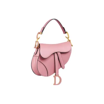DIOR Saddle Deerskin Saddle Bag, One Shoulder Handbag Mini Women's Peach Pink