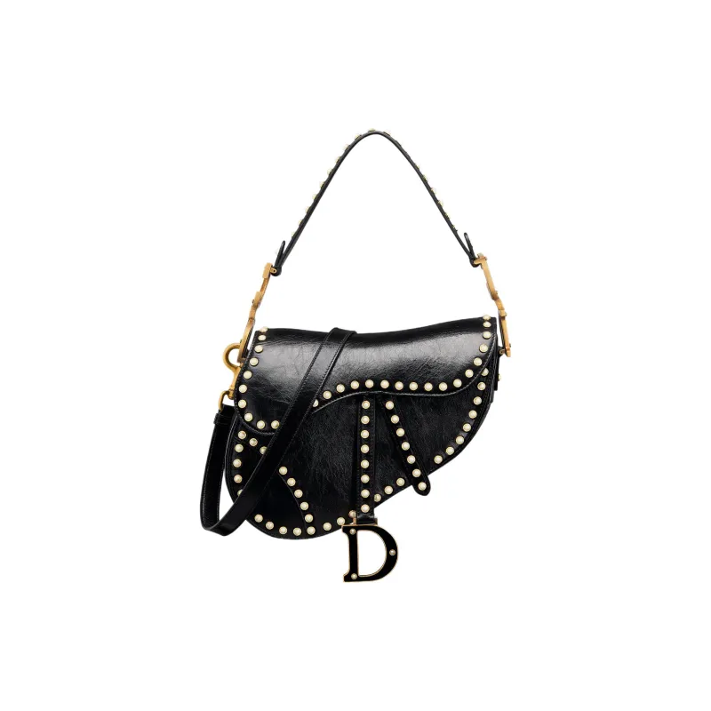 DIOR Saddle Lambskin Saddle Bags One Shoulder Handbags Regular Women's Black-0