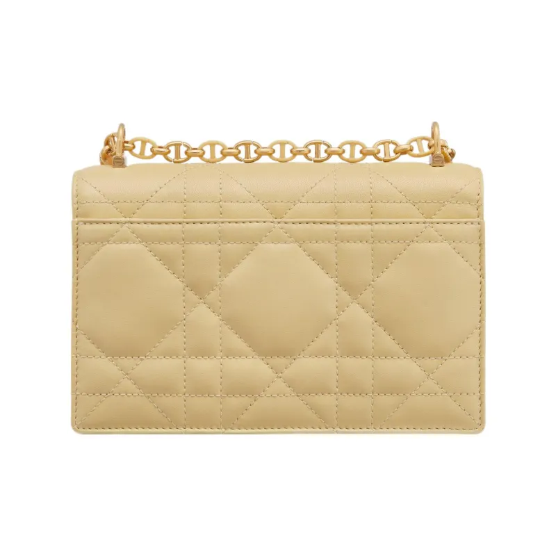 DIOR Caro Sheepskin Small Square Bag, Crossbody Bag, Shoulder Bag Women's Light Yellow-3