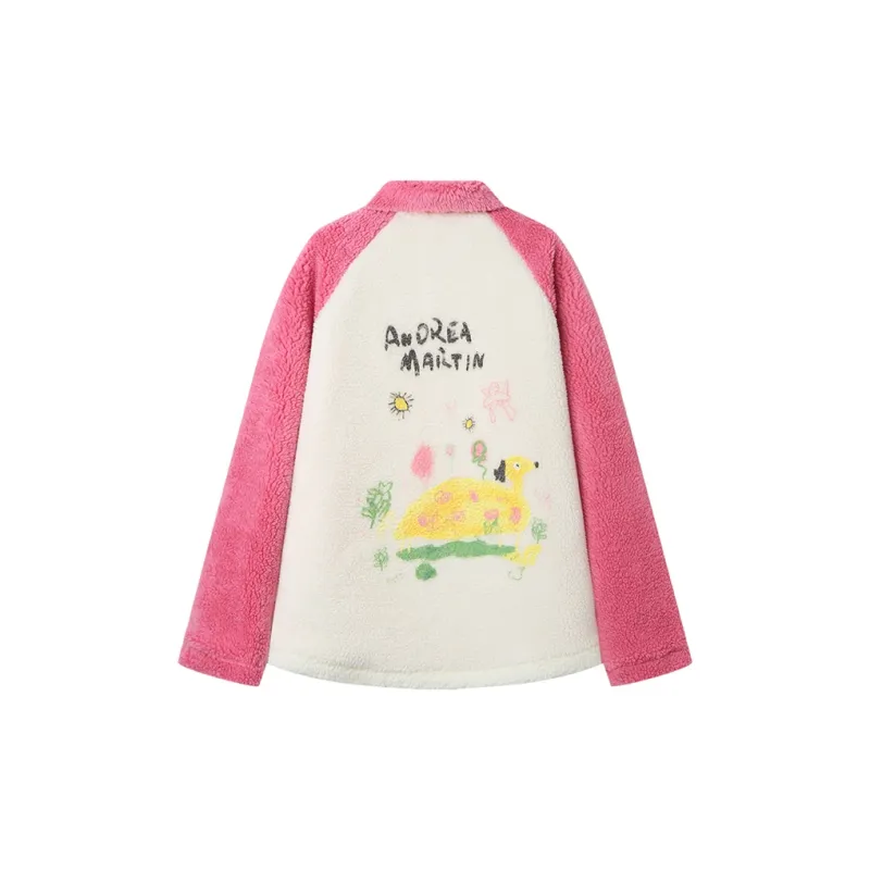 ANDREA MARTIN Velvet Jackets Women's Pink White-1