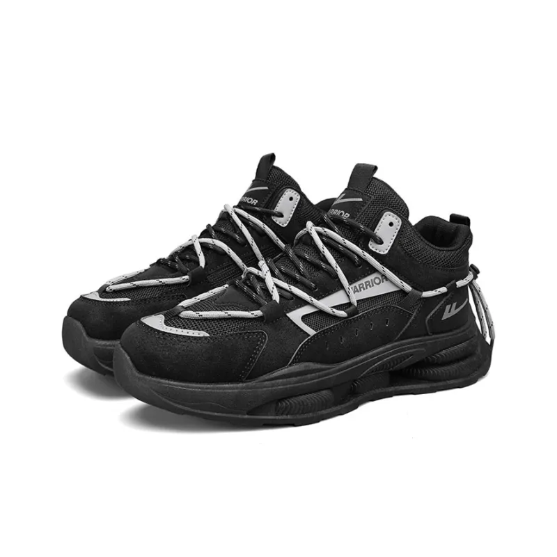 Warrior Low Top Chunky Sneakers Men's Black Light Gray-2