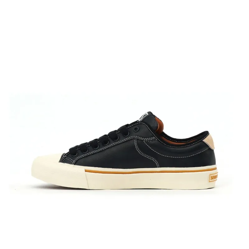SEW BY SOU Height Increasing Wear Resistant Slip Resistant Low Top Canvas Shoes Unisex Black-1
