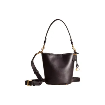 COACH Dakotah Glove Tanning Bucket Bags Shoulder Bag Crossbody Bag Small Size Women's Brass & Black