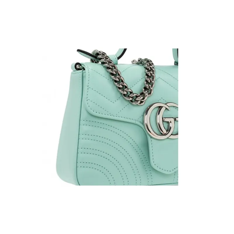 GUCCI Marmont Leather Messenger Bag Crossbody Handbag Shoulder Bag Mini Women's Green-3
