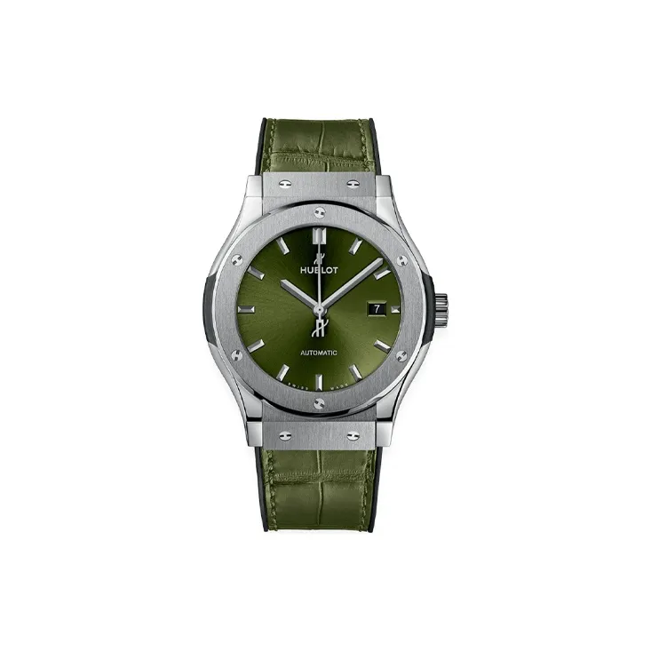 HUBLOT CLASSIC FUSION Collection Automatic Mechanical Movement Men's Watches Watch 42mm Green Dial Titanium Watch Case-0