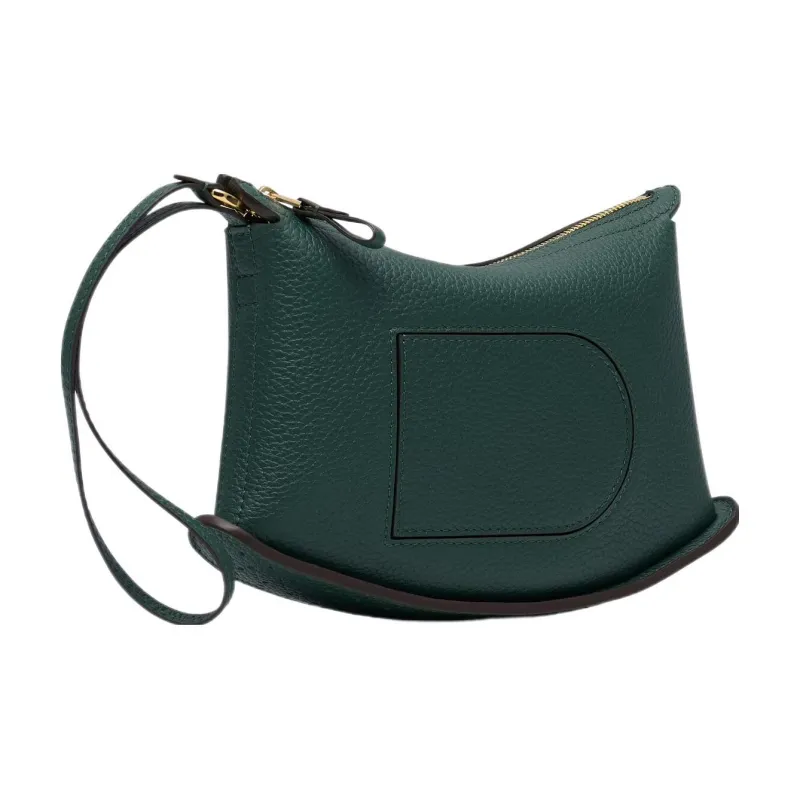 Delvau Soft Grained Calfskin Clutch Women's Dark Green-1