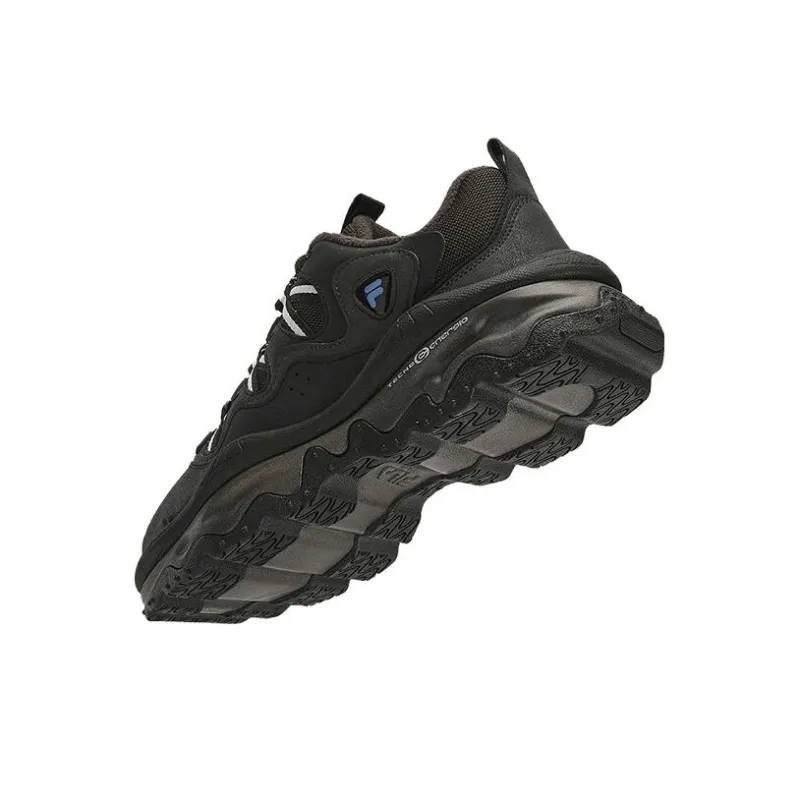 FILA Fusion Cushioned Wear Resistant Breathable Low Top Casual Shoes Men's Black Fleece Lined-4