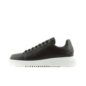 EMPORIO ARMANI Icon Logo-perforated Leather Sneakers