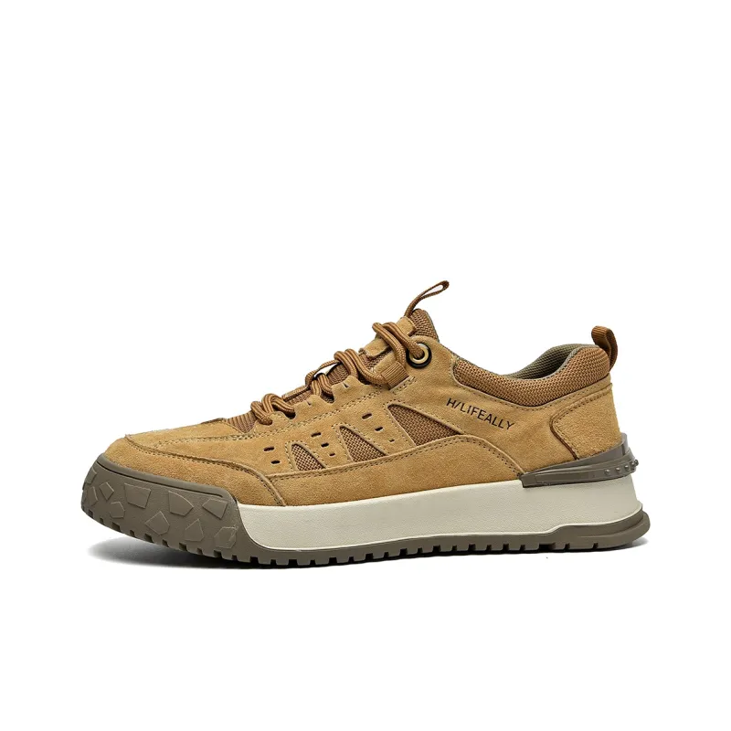 HLA Casual Shoes Men Low Top Khaki/Earth Yellow-0