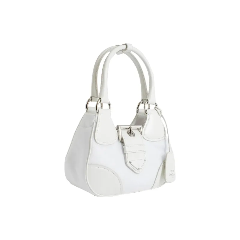 PRADA Moon Series Fabric With Leather Shoulder Bag, Crossbody Bag, Handbag Regular Women's White-1