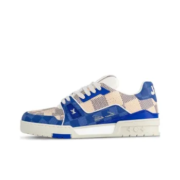 LOUIS VUITTON Trainer Low Top Skateboard Shoes Men's Blue Beige