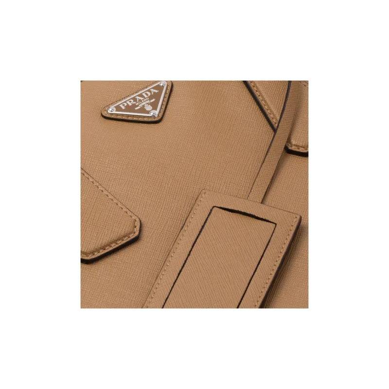 PRADA Saffiano Leather One Shoulder Crossbody Briefcase Handbag Regular Men's Caramel-3