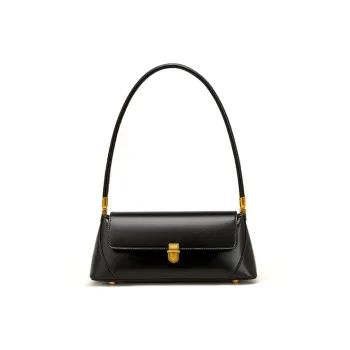 HAWA PU Shoulder Bag Baguette Bag Shoulder Bag Medium Size Women's Black/Ecru/Brown