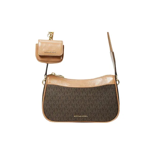 MICHAEL KORS Jet Set Canvas With Leather Shoulder Bag Crossbody Bag Medium Size Women's Camel