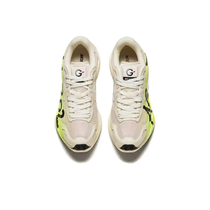 Anta Cushioning Wear-Resistant Low-Top Running Shoes Men's Beige Green Black-3