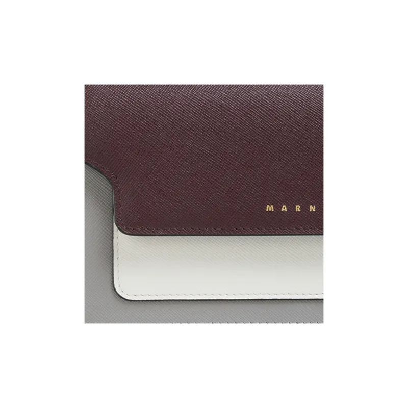MARNI Calfskin Wallet Women's Cloudy Robin Brown & Gray & White-3