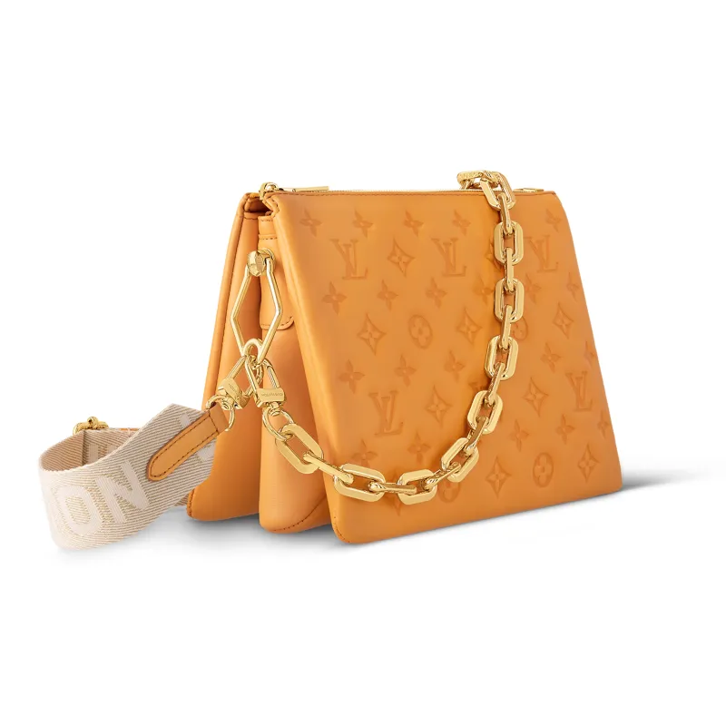 LOUIS VUITTON Coussin Sheepskin Shoulder Bag Crossbody Bag Small Size Women's Orange-1