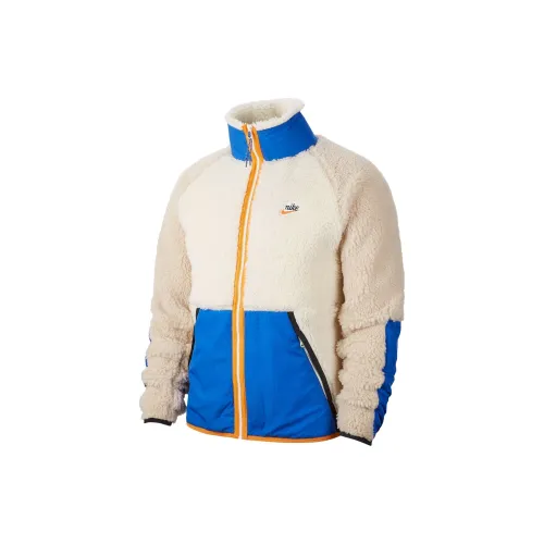 Nike Velvet Jackets Men White Blue