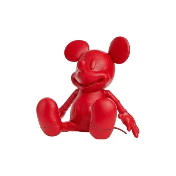 COACH Disney Collaboration Mickey Pebbled Leather Bag Strap Pendant Bag Accessory Medium Size Unisex Electric Red