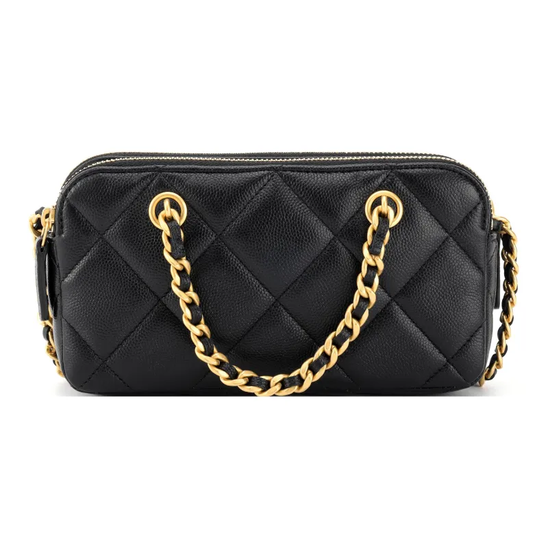 CHANEL Grain Cow Leather Cell Phone Pouch, Handbag, Shoulder Bag, Crossbody Bag Women's Black-2