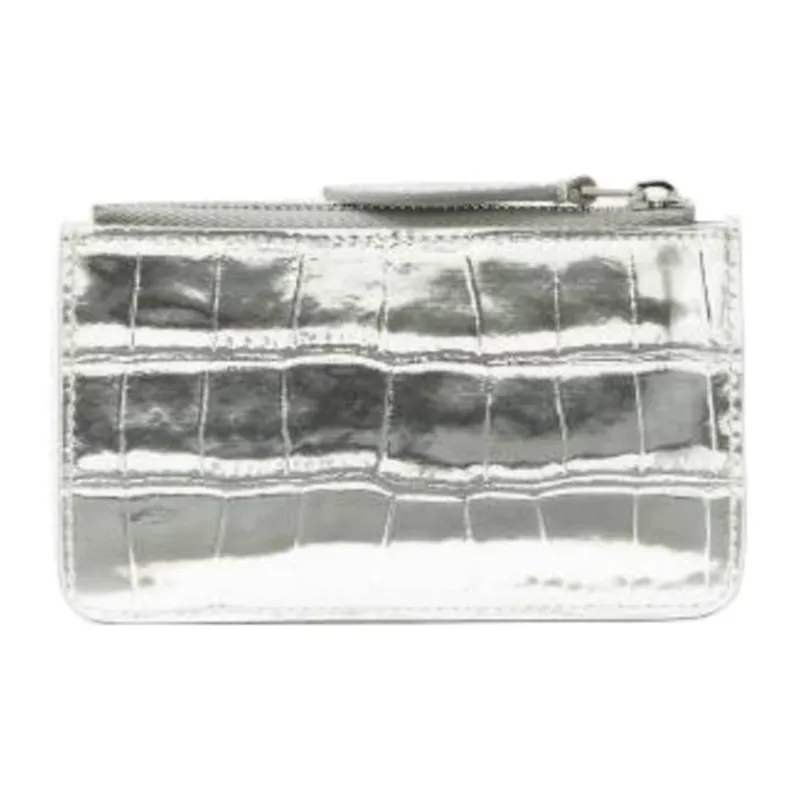Burberry Calfskin Wallets Card Holders Women's Silver-2