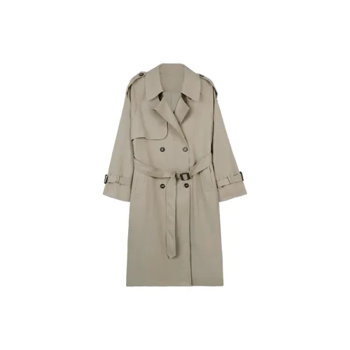 Migu Trench Coats Women's Milk Tea Beige