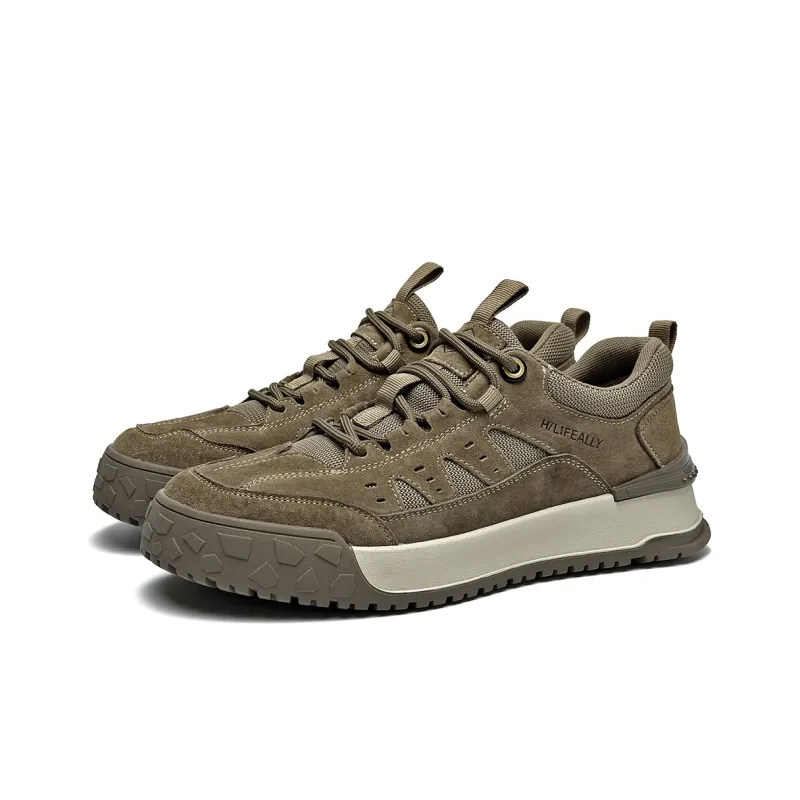 HLA Casual Shoes Men Low Top Khaki/Earth Yellow-8