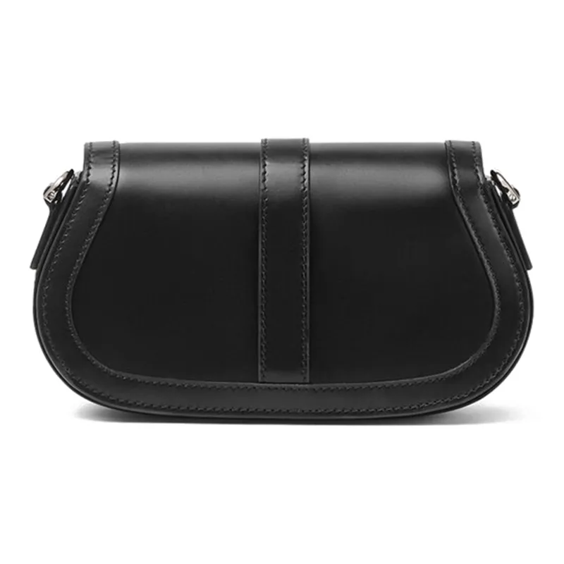 FANSIZHE Greca Goddess Cow Leather Crossbody Bag, Shoulder Bag Women's Black & Silver-2