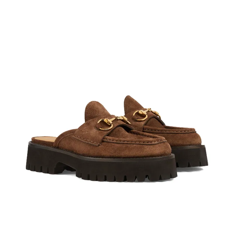 GUCCI Horsebit Wrap toe Slippers Women's Brown-1