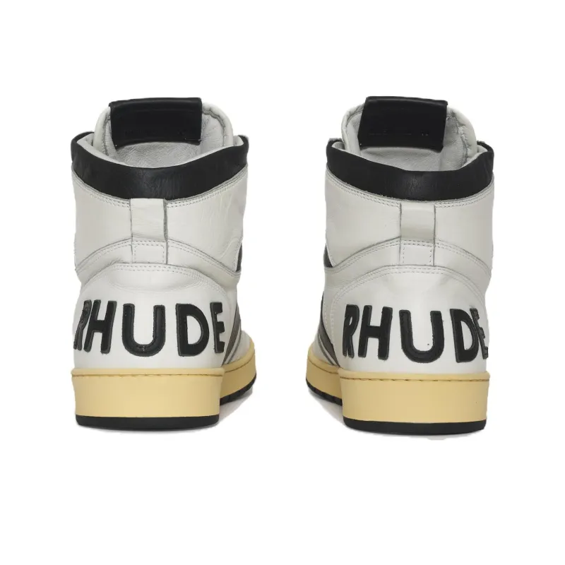 RHUDE Rhecess High Top Skateboard Shoes Men's Black White-3