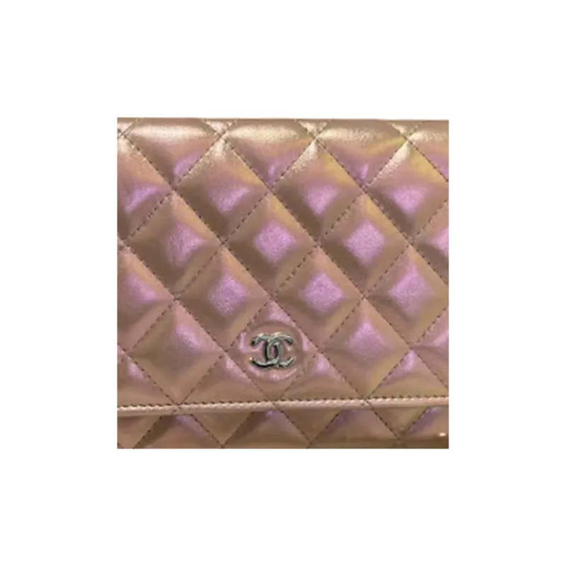 CHANEL WOC Calfskin Crossbody Bag, Shoulder Bag Women's Pearlescent Light Pink Red-3