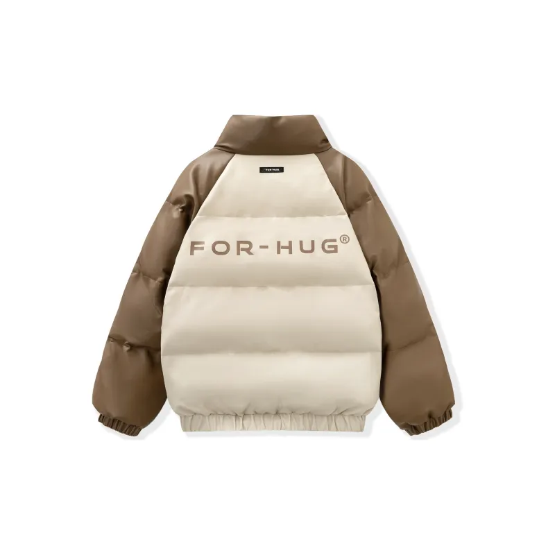 FORHUG Puffer Jackets Unisex Oat Gray & Brown-2