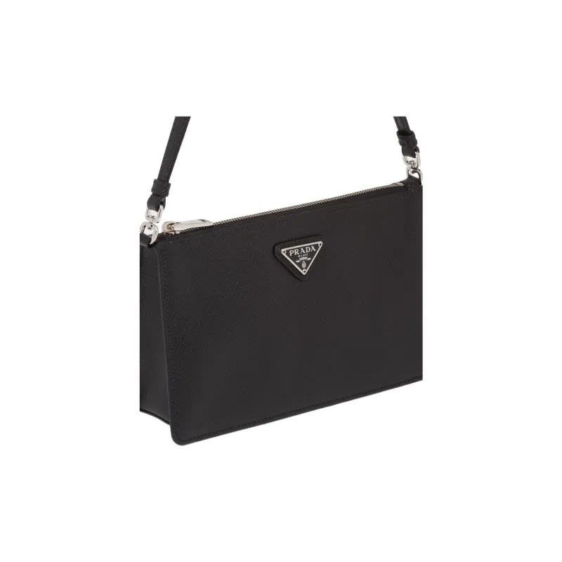 PRADA Saffiano Cow Leather Shoulder Bag Women's Black-4