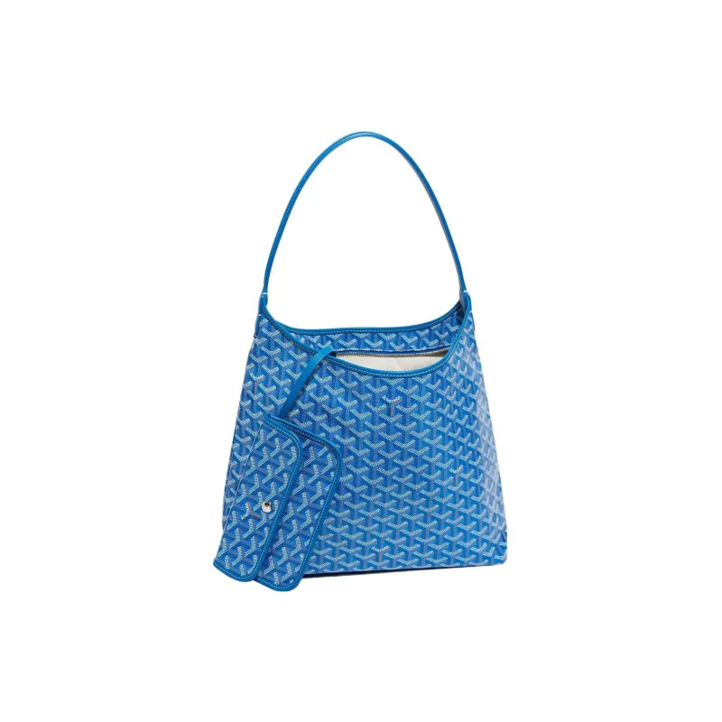 GOYARD Bohème Hobo Canvas With Leather Shoulder Bag Combo Bag Shoulder Bags Women's Sky Blue With Light Green Heart-2