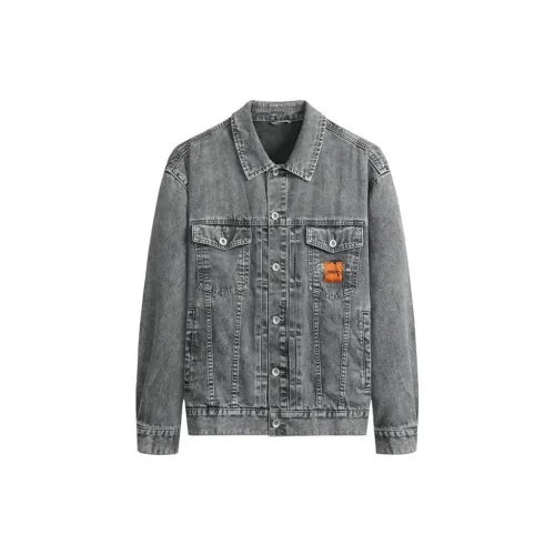 FAIRWHALE Denim Jackets Men Gray Black