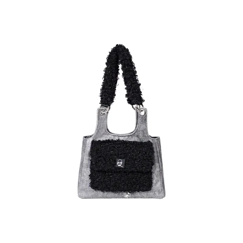 REBIRTH Denim Crossbody Bag, Shoulder Bag Women's Purple Brown Plaid/Black Denim/Blue Denim-5