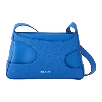 FERRAGAMO Stamped Calfskin Shoulder Bag Crossbody Bag Mini Women's Denim Blue