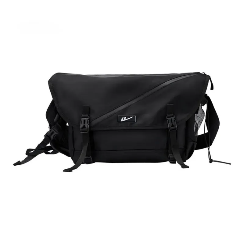 Warrior Polyester Messenger Bag Backpack Workwear Shoulder Bag Crossbody Bag Medium Size Unisex Black-0