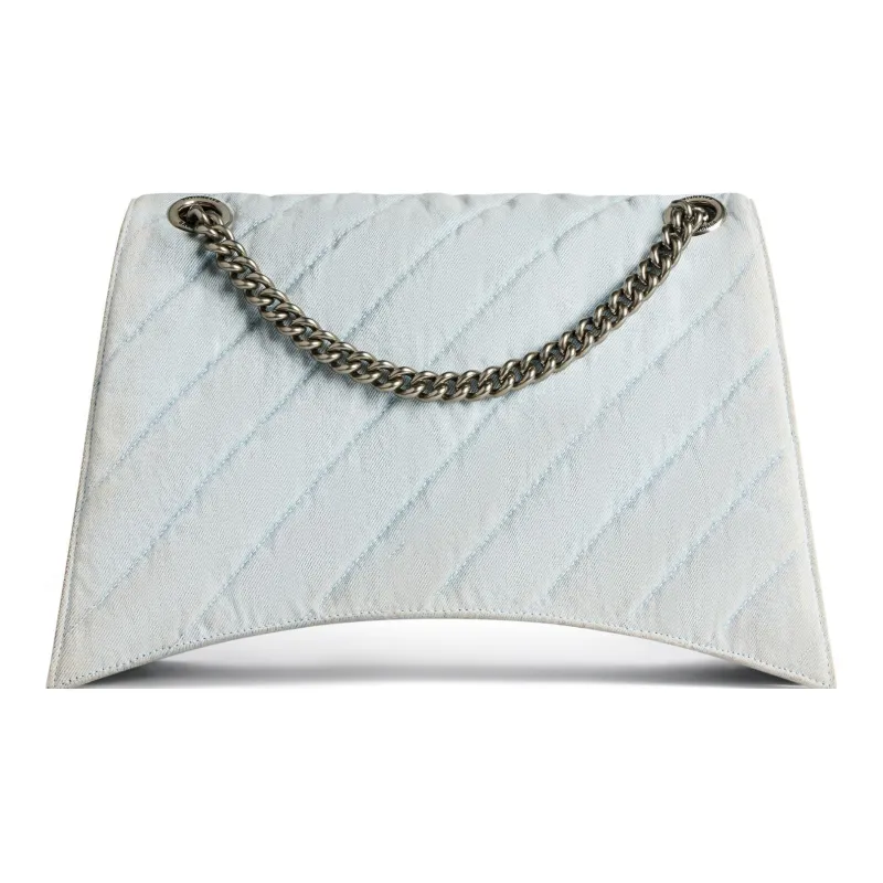 Balenciaga CRUSH Washed Denim Handbag Shoulder Bag Women's Light Blue-4
