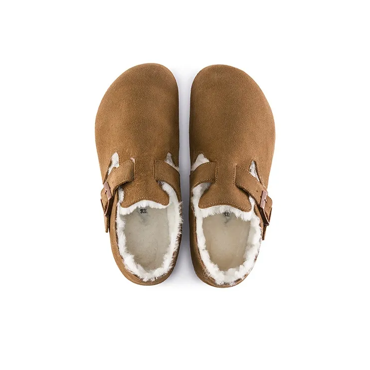 Birkenstock London Shearling Suede Leather 'Shearling Tea''-4