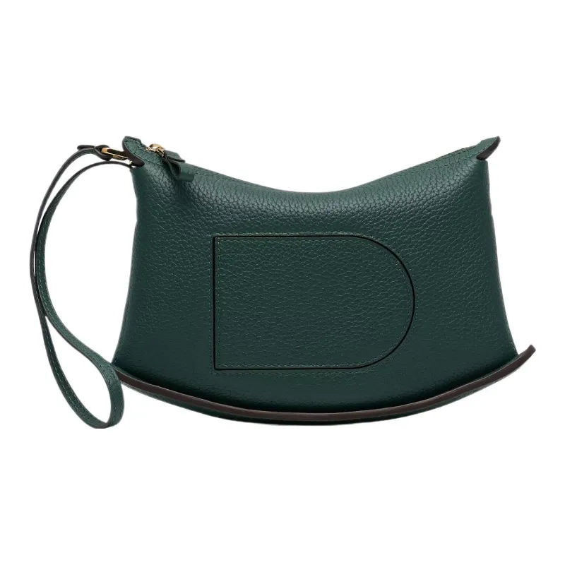 Delvau Soft Grained Calfskin Clutch Women's Dark Green-0