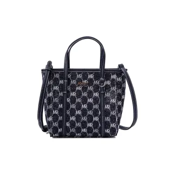 MQ Polyester With Fabric One Shoulder Handbags Women's Dark Blue/Latte Brown/Ecru