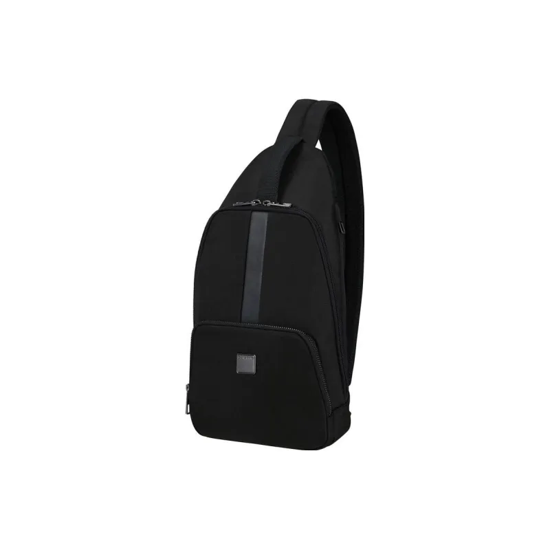SAMSONITE Recycled Polyester Sling Bag, Shoulder Bag, Crossbody Bag Medium Size Men's Black-1