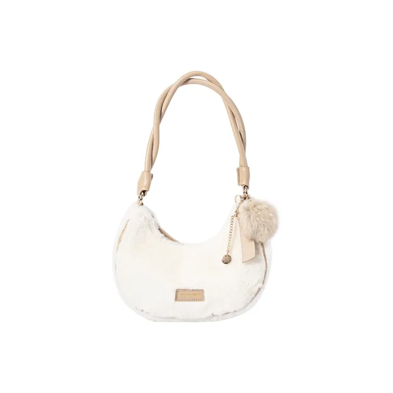 SEM/R Fabric, Synthetic Leather Shoulder Bag, Handbag Trumpets Women's Khaki/Caramel Brown/Dream Pink-0
